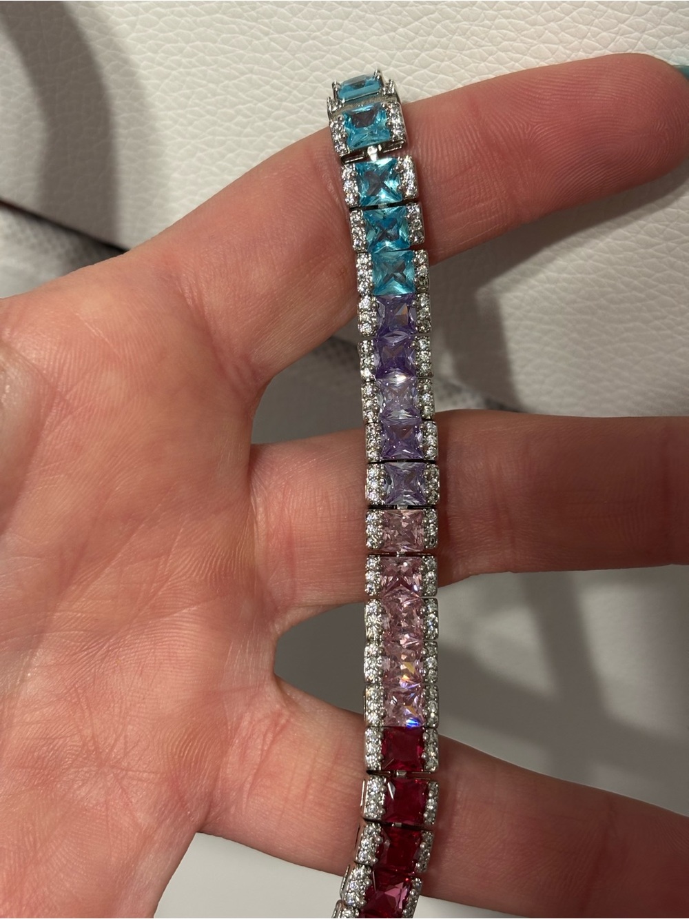 Multi-Color Crystal Tennis Bracelet - Picture 5 of 7